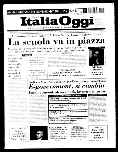 Italia oggi : quotidiano di economia finanza e politica